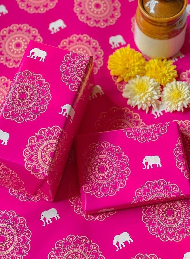 Be Stories The Royal Elegance Colorful Design Wrapping/Laminated Art Paper Sheet 100 Gsm For Gift Packing For All Occasions Like Birthday, Diwali, Chirtsmas, 28 Inches X 20 Inches Of 5-Sheets,Pink - Image 1